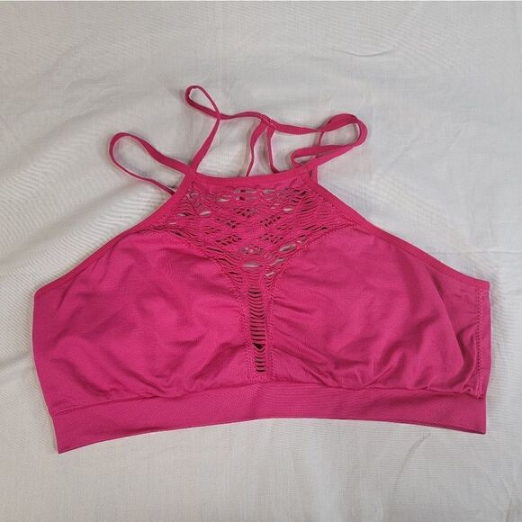 Victoria's Secret PINK Strappy Pink Bralette M Sexy Peekaboo Comfortable - Picture 1 of 6